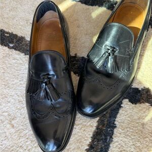 Johnston & Murphy Black Leather Tassel Kiltie Loafers